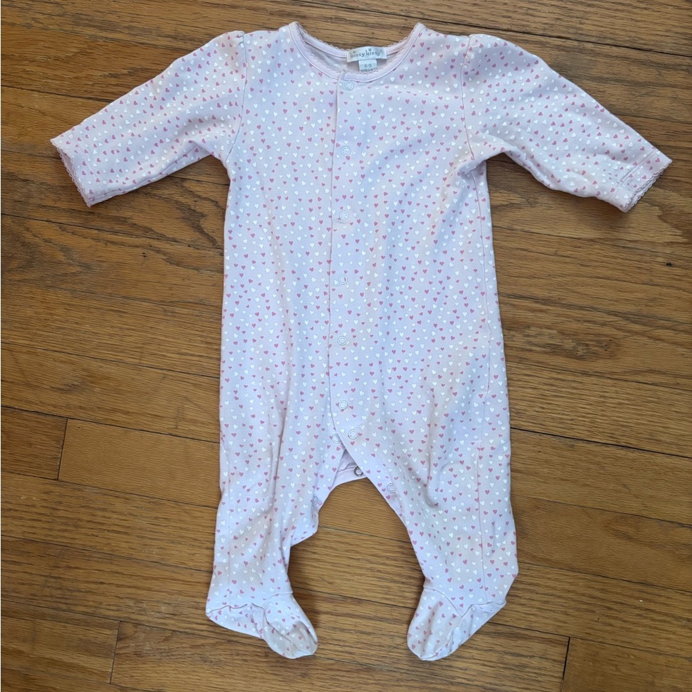 Kissy Kissy Pink and White Hearts Sleeper Pajamas